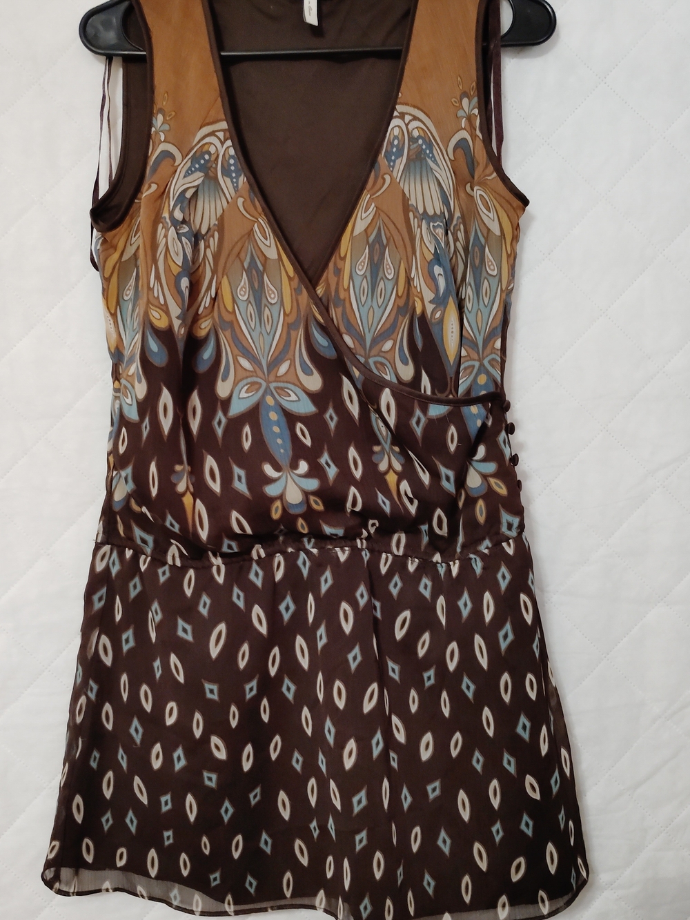 BCBGeneration Brown Multi-Print Sleeveless Wrap Dress Size XS